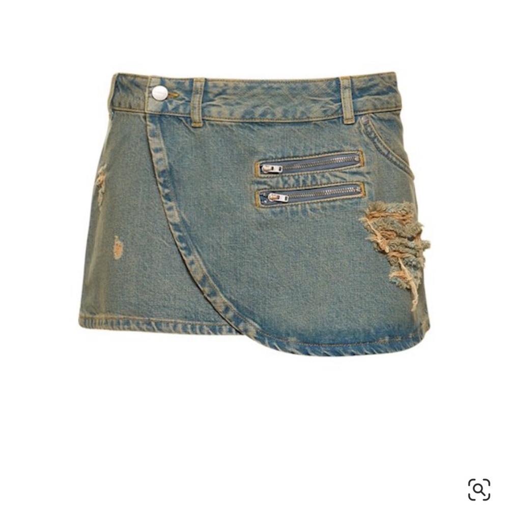 MIAOU HUNTER COTTON DENIM WRAP MINI SKIRT